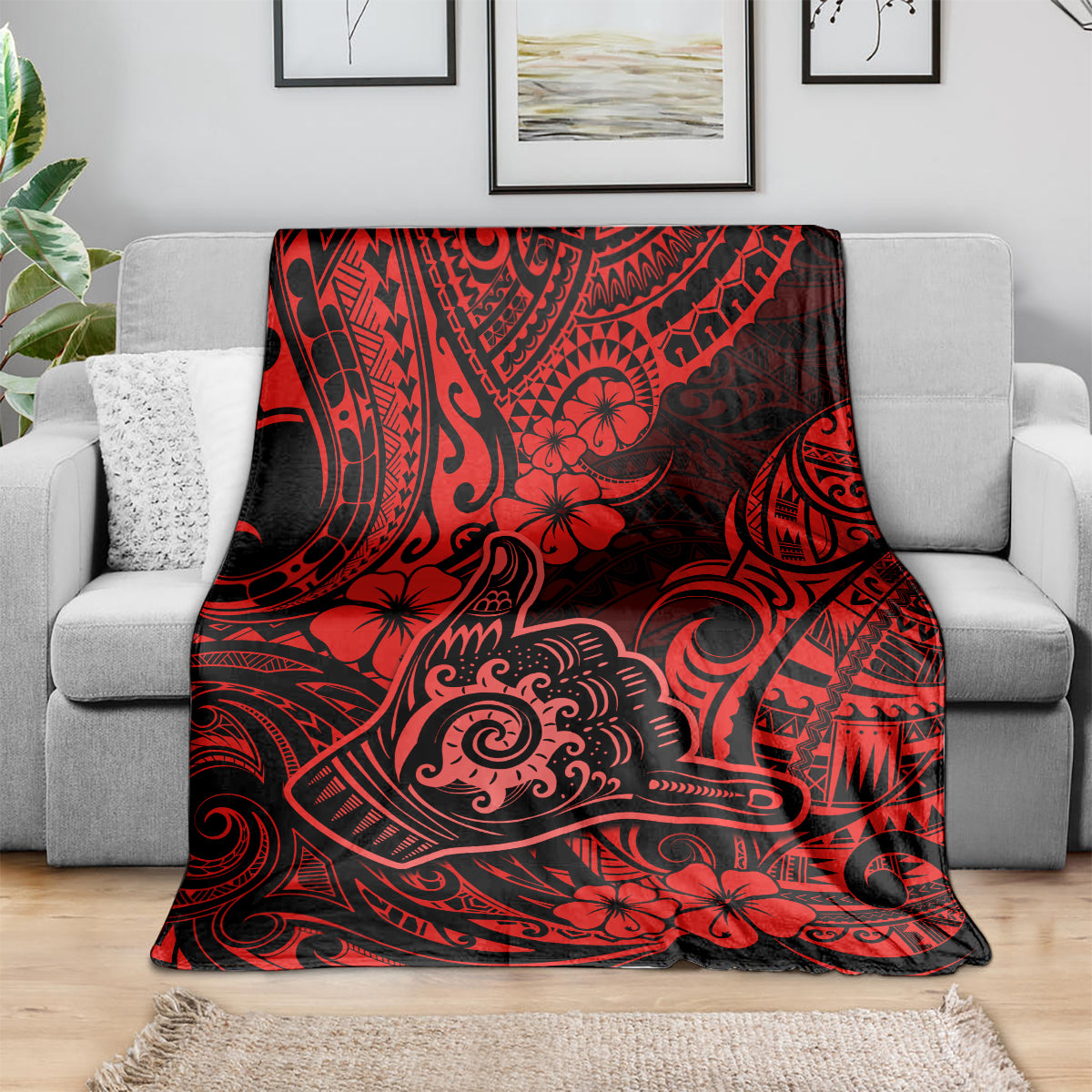 hawaii-shaka-sign-blanket-polynesian-pattern-red-version