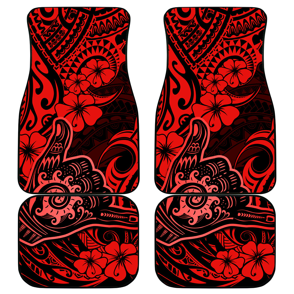 Hawaii Shaka Sign Car Mats Polynesian Pattern Red Version - Wonder Print Shop