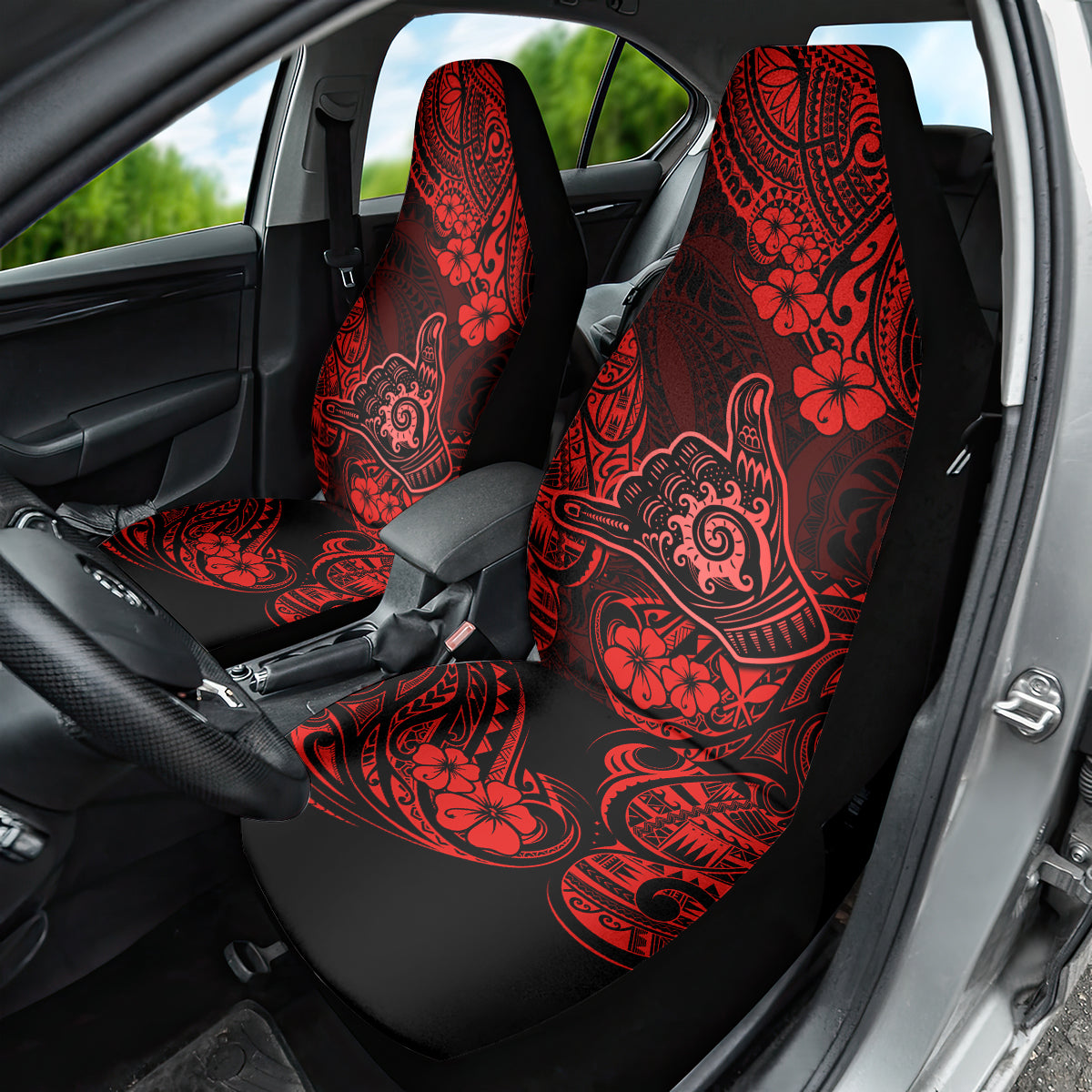 Hawaii Shaka Sign Car Seat Cover Polynesian Pattern Red Version - Wonder Print Shop