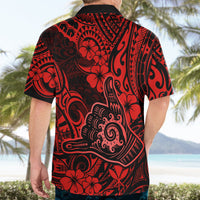 Hawaii Shaka Sign Hawaiian Shirt Polynesian Pattern Red Version - Wonder Print Shop