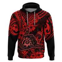 Hawaii Shaka Sign Hoodie Polynesian Pattern Red Version - Wonder Print Shop