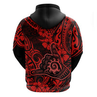 Hawaii Shaka Sign Hoodie Polynesian Pattern Red Version - Wonder Print Shop