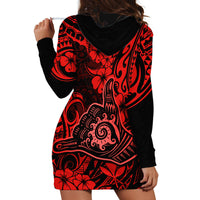 Hawaii Shaka Sign Hoodie Dress Polynesian Pattern Red Version - Wonder Print Shop