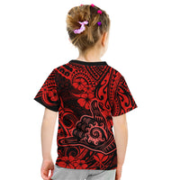 Hawaii Shaka Sign Kid T Shirt Polynesian Pattern Red Version - Wonder Print Shop
