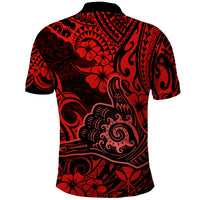 Hawaii Shaka Sign Polo Shirt Polynesian Pattern Red Version - Wonder Print Shop