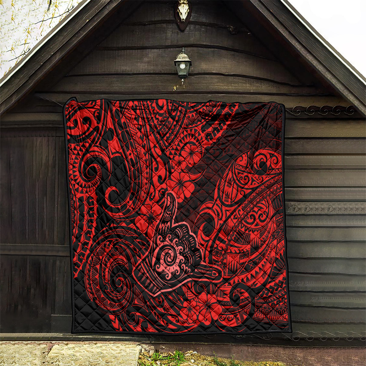 Hawaii Shaka Sign Quilt Polynesian Pattern Red Version - Wonder Print Shop
