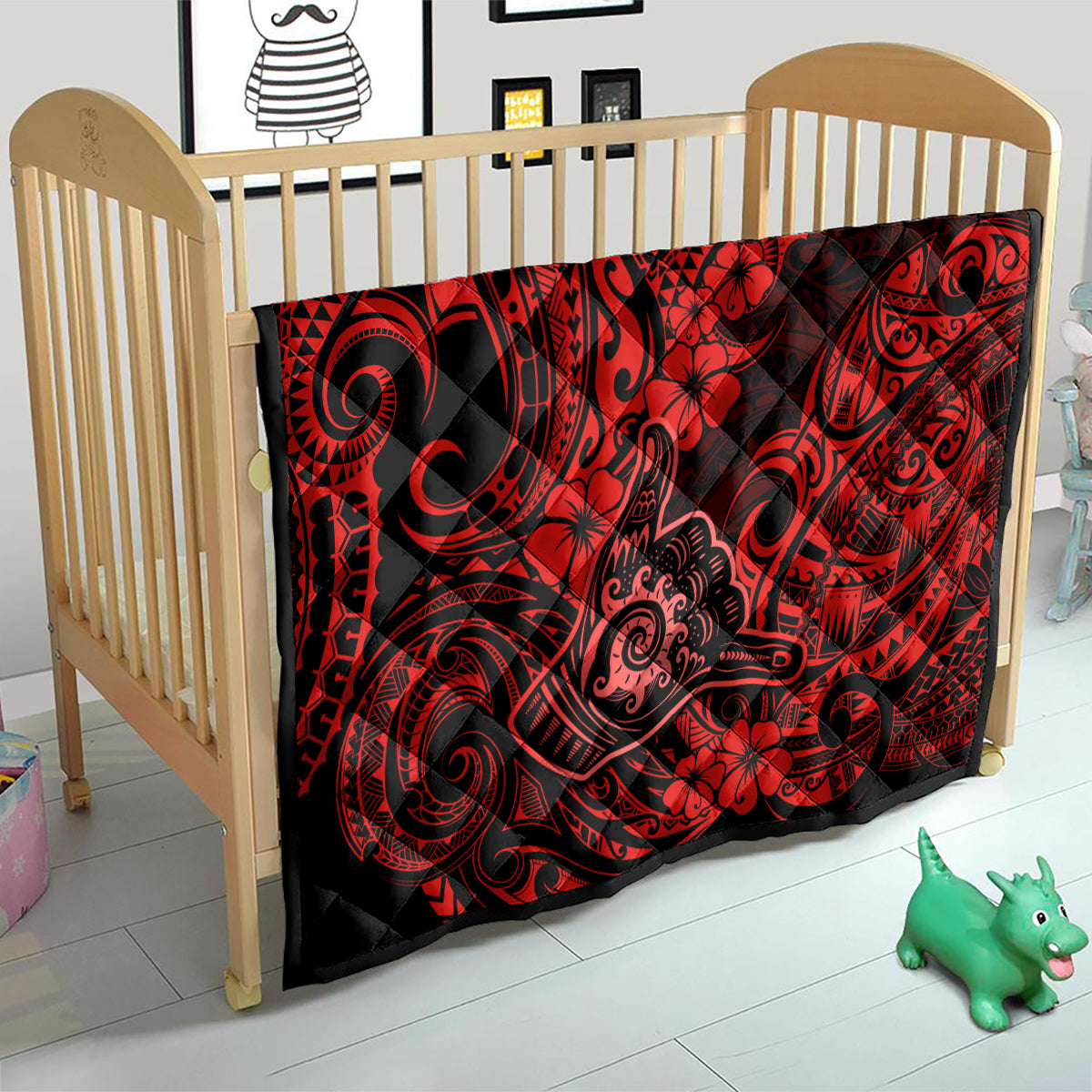 Hawaii Shaka Sign Quilt Polynesian Pattern Red Version - Wonder Print Shop
