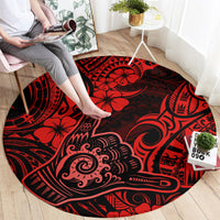 hawaii-shaka-sign-round-carpet-polynesian-pattern-red-version