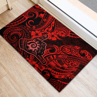 Hawaii Shaka Sign Rubber Doormat Polynesian Pattern Red Version - Wonder Print Shop