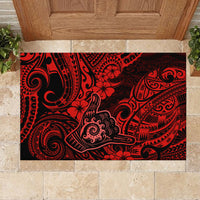 Hawaii Shaka Sign Rubber Doormat Polynesian Pattern Red Version - Wonder Print Shop
