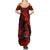 Hawaii Shaka Sign Summer Maxi Dress Polynesian Pattern Red Version - Wonder Print Shop
