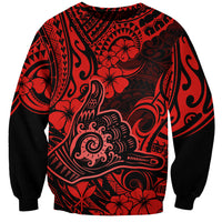 Hawaii Shaka Sign Sweatshirt Polynesian Pattern Red Version - Wonder Print Shop