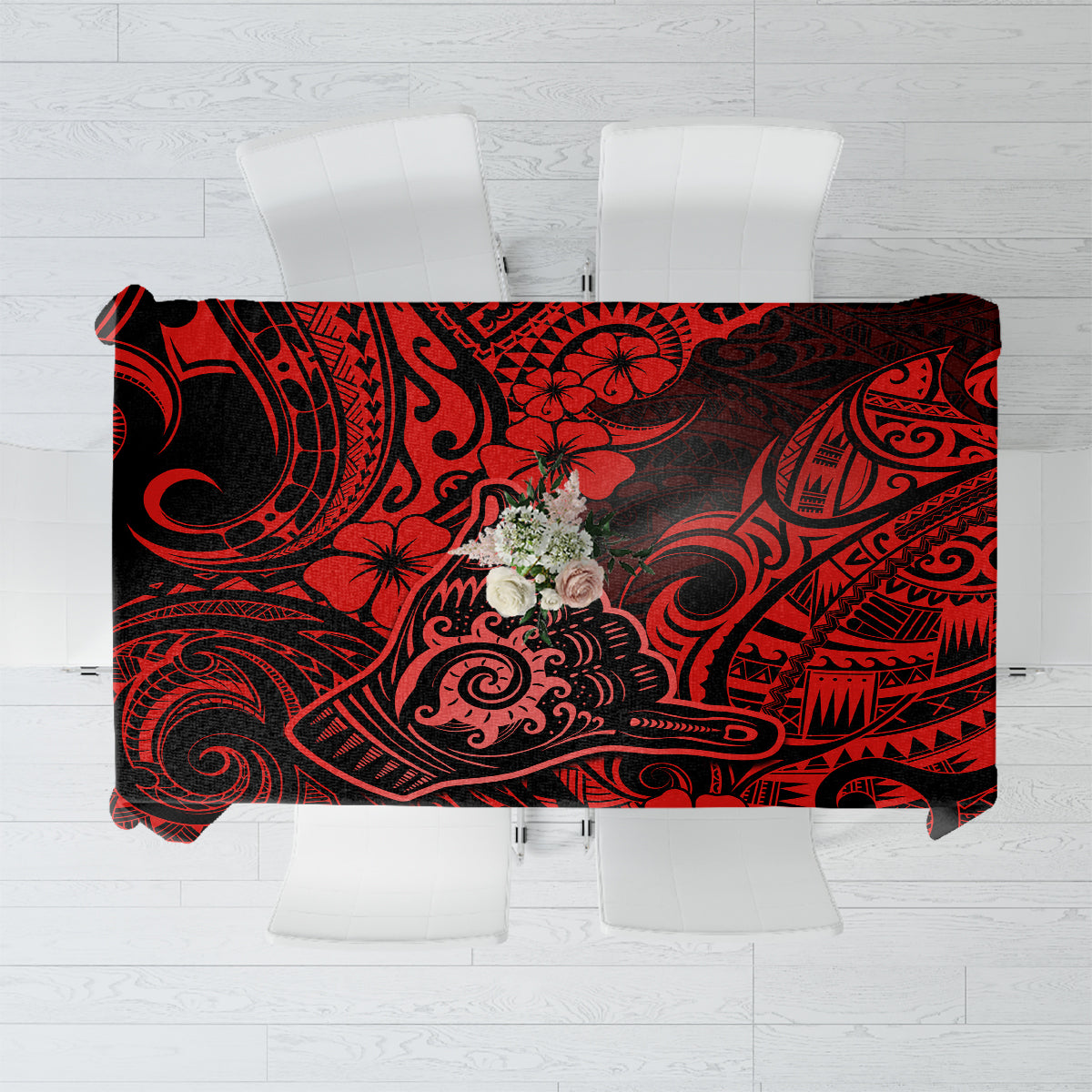 Hawaii Shaka Sign Tablecloth Polynesian Pattern Red Version - Wonder Print Shop