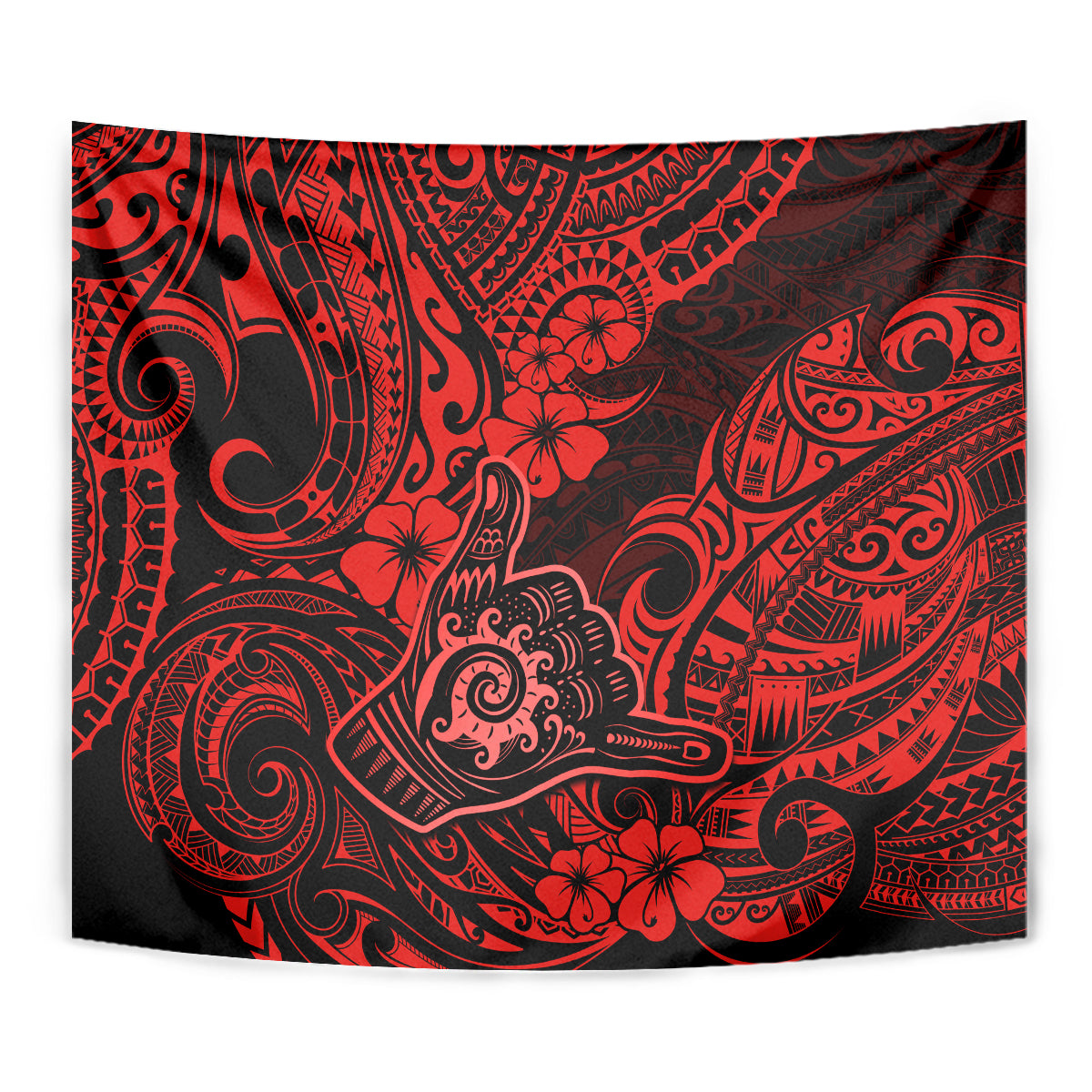 Hawaii Shaka Sign Tapestry Polynesian Pattern Red Version - Wonder Print Shop
