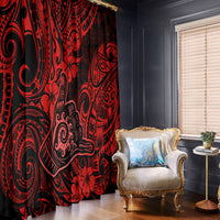 Hawaii Shaka Sign Window Curtain Polynesian Pattern Red Version - Wonder Print Shop