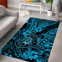 Hawaii Shaka Sign Area Rug Polynesian Pattern Sky Blue Version - Wonder Print Shop