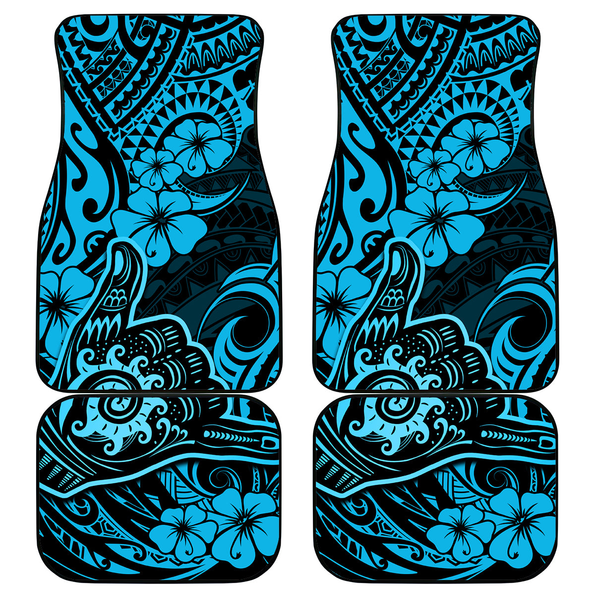 Hawaii Shaka Sign Car Mats Polynesian Pattern Sky Blue Version - Wonder Print Shop