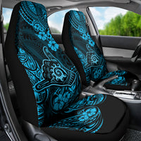 Hawaii Shaka Sign Car Seat Cover Polynesian Pattern Sky Blue Version - Wonder Print Shop