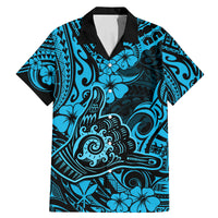 Hawaii Shaka Sign Family Matching Mermaid Dress and Hawaiian Shirt Polynesian Pattern Sky Blue Version - Wonder Print Shop