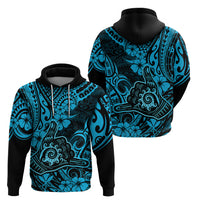 Hawaii Shaka Sign Hoodie Polynesian Pattern Sky Blue Version - Wonder Print Shop