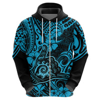 Hawaii Shaka Sign Hoodie Polynesian Pattern Sky Blue Version - Wonder Print Shop