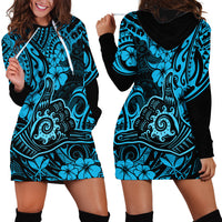 Hawaii Shaka Sign Hoodie Dress Polynesian Pattern Sky Blue Version - Wonder Print Shop