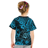 Hawaii Shaka Sign Kid T Shirt Polynesian Pattern Sky Blue Version - Wonder Print Shop