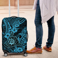 Hawaii Shaka Sign Luggage Cover Polynesian Pattern Sky Blue Version - Wonder Print Shop