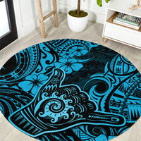 hawaii-shaka-sign-round-carpet-polynesian-pattern-sky-blue-version