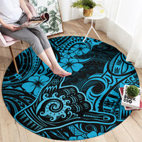 hawaii-shaka-sign-round-carpet-polynesian-pattern-sky-blue-version