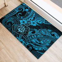 Hawaii Shaka Sign Rubber Doormat Polynesian Pattern Sky Blue Version - Wonder Print Shop