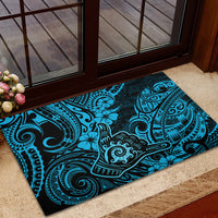 Hawaii Shaka Sign Rubber Doormat Polynesian Pattern Sky Blue Version - Wonder Print Shop