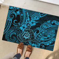 Hawaii Shaka Sign Rubber Doormat Polynesian Pattern Sky Blue Version - Wonder Print Shop