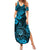 Hawaii Shaka Sign Summer Maxi Dress Polynesian Pattern Sky Blue Version - Wonder Print Shop