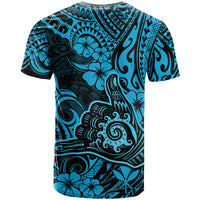Hawaii Shaka Sign T Shirt Polynesian Pattern Sky Blue Version - Wonder Print Shop