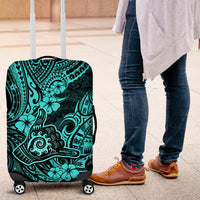 Hawaii Shaka Sign Luggage Cover Polynesian Pattern Turquoise Version - Wonder Print Shop