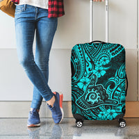 Hawaii Shaka Sign Luggage Cover Polynesian Pattern Turquoise Version - Wonder Print Shop