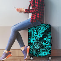 Hawaii Shaka Sign Luggage Cover Polynesian Pattern Turquoise Version - Wonder Print Shop