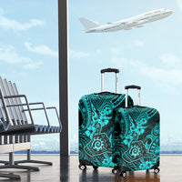 Hawaii Shaka Sign Luggage Cover Polynesian Pattern Turquoise Version - Wonder Print Shop