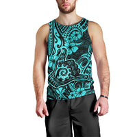 Hawaii Shaka Sign Men Tank Top Polynesian Pattern Turquoise Version - Wonder Print Shop