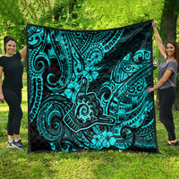 Hawaii Shaka Sign Quilt Polynesian Pattern Turquoise Version - Wonder Print Shop