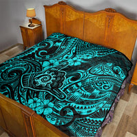 Hawaii Shaka Sign Quilt Polynesian Pattern Turquoise Version - Wonder Print Shop