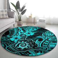 hawaii-shaka-sign-round-carpet-polynesian-pattern-turquoise-version