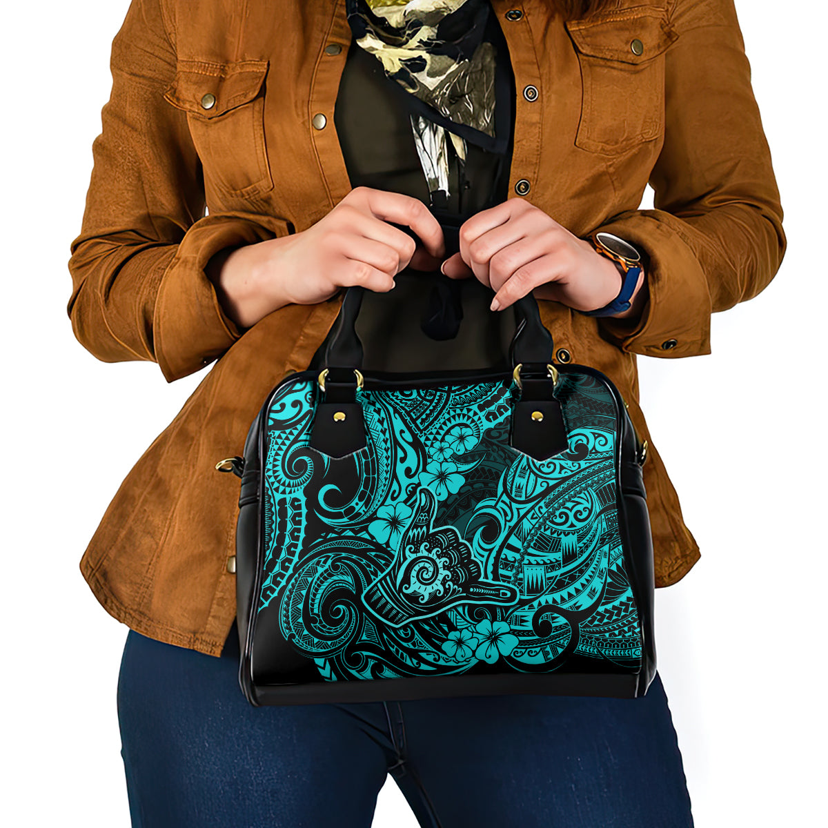 hawaii-shaka-sign-shoulder-handbag-polynesian-pattern-turquoise-version