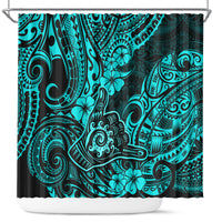 hawaii-shaka-sign-shower-curtain-polynesian-pattern-turquoise-version