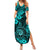 Hawaii Shaka Sign Summer Maxi Dress Polynesian Pattern Turquoise Version - Wonder Print Shop