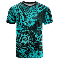 Hawaii Shaka Sign T Shirt Polynesian Pattern Turquoise Version - Wonder Print Shop