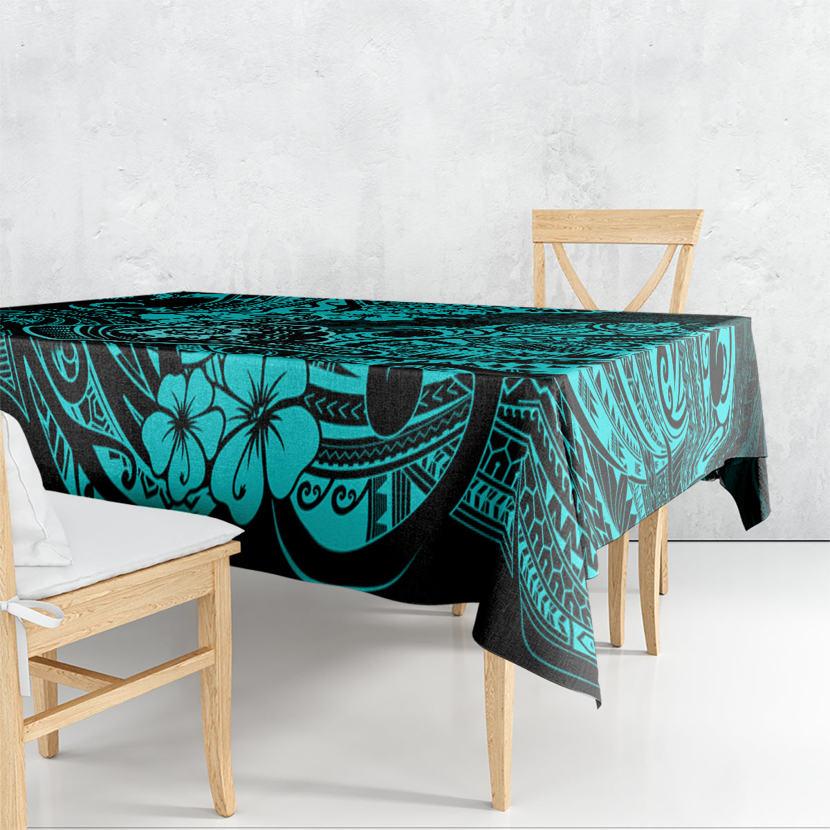 Hawaii Shaka Sign Tablecloth Polynesian Pattern Turquoise Version - Wonder Print Shop