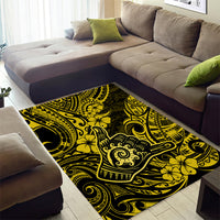 Hawaii Shaka Sign Area Rug Polynesian Pattern Yellow Version - Wonder Print Shop