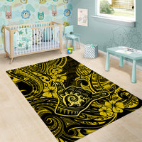 Hawaii Shaka Sign Area Rug Polynesian Pattern Yellow Version - Wonder Print Shop